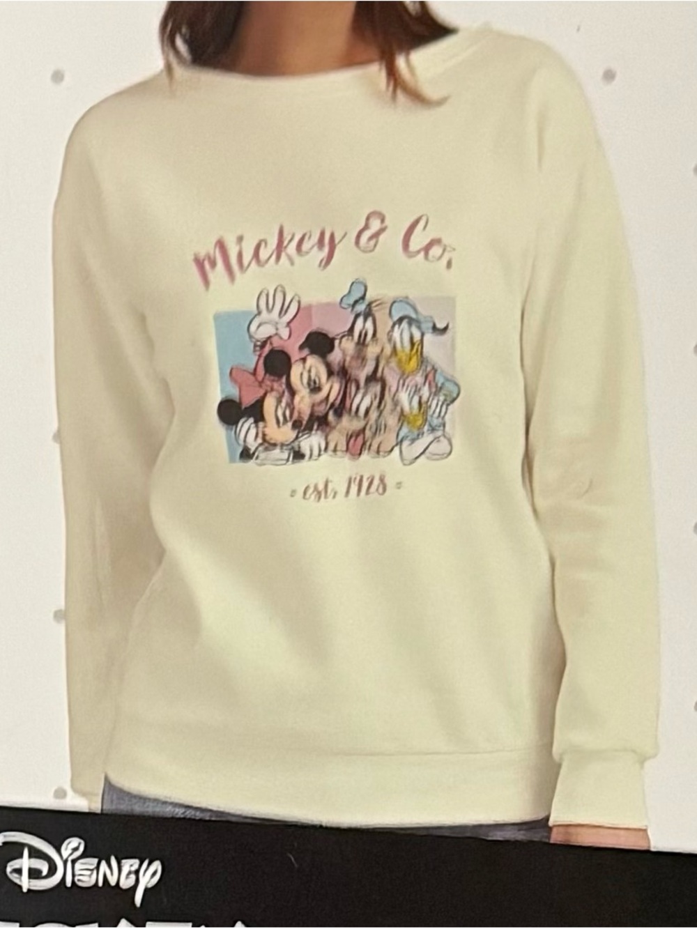 Disney Cream Crewneck Sweatshirt with Mickey & Friends